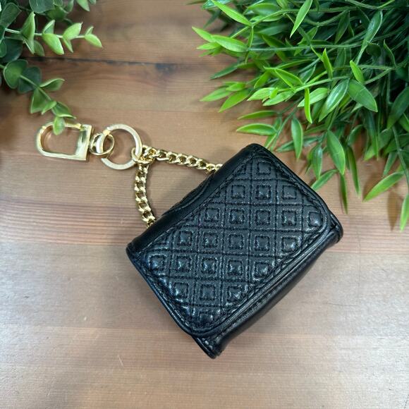 Tory Burch Mini Fleming Key Fob Bag Charm Black - Picture 1 of 8